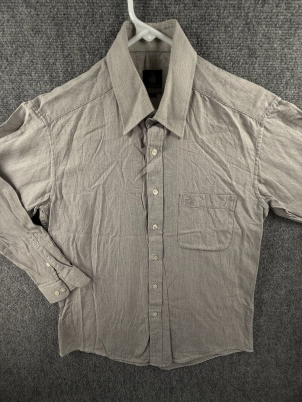 Lanvin Studio Button Up Shirt Long Sleeve Cotton Linen Gray Size 95 (large) Logo